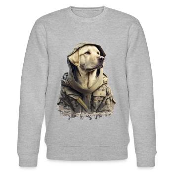 Le Labrador en tant que soldat - Sweat bio CHANGER Stanley/Stella Unisexe - gris chiné - Devant - Nik (191cm) & Marisol (170cm)