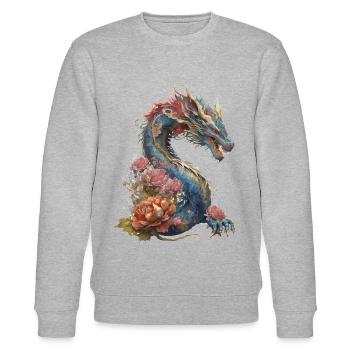 Kunstvoller Drache - Stanley/Stella Unisex Bio-Sweatshirt CHANGER  - Grau meliert - Vorne - Nik (191cm) & Marisol (170cm)