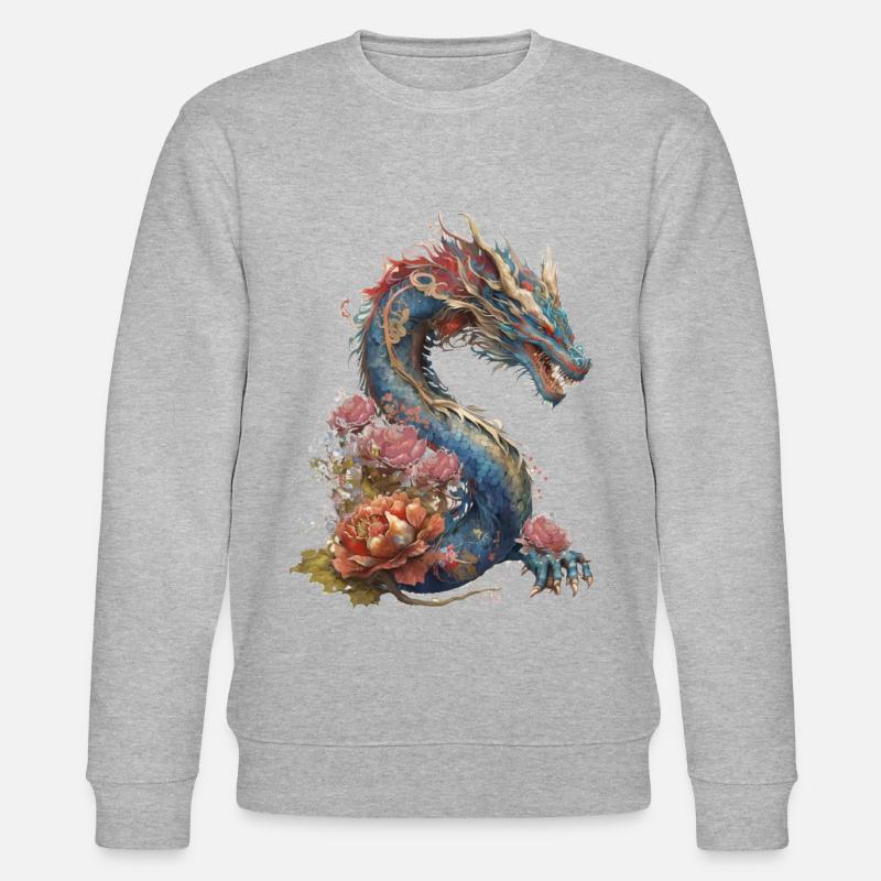 Kunstvoller Drache - Stanley/Stella Unisex Bio-Sweatshirt CHANGER  - Grau meliert