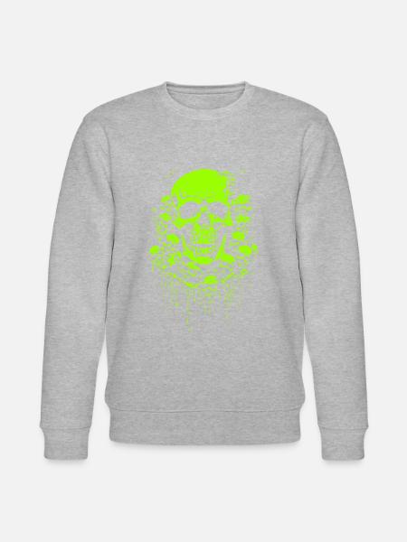 Green slimy funny skulls abound - Stanley/Stella CHANGER Unisex Organic Sweatshirt - heather grey