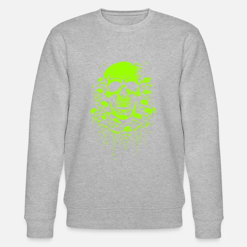 Les crânes verts visqueux abondent - Sweat bio CHANGER Stanley/Stella Unisexe - gris chiné