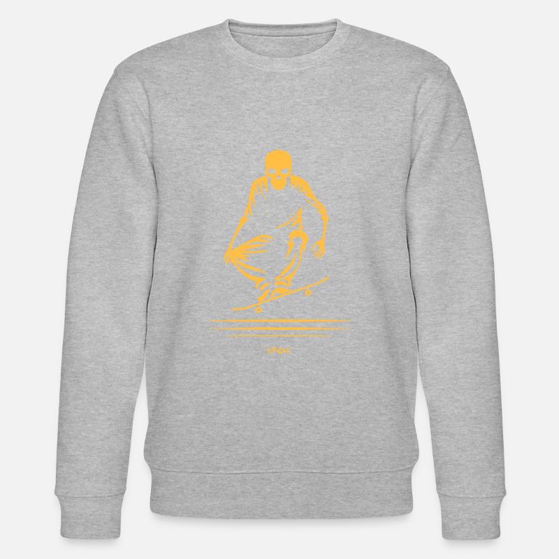 Skeleton Skull Skateboard - Stanley/Stella CHANGER Unisex Organic Sweatshirt - heather grey