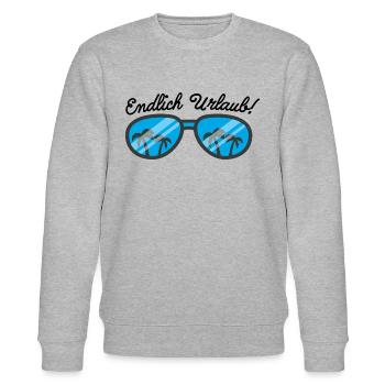 Urlaub Endlich Urlaub Spruch - Stanley/Stella Unisex Bio-Sweatshirt CHANGER  - Grau meliert - Vorne - Nik (191cm) & Marisol (170cm)