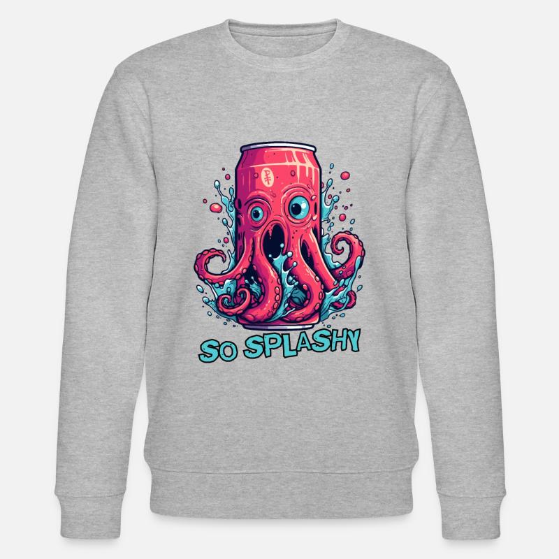 Spritziger Krake-Soda-Drink, so spritzig - Stanley/Stella Unisex Bio-Sweatshirt CHANGER - Grau meliert