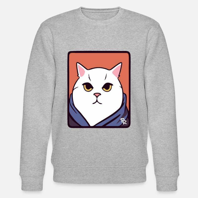 Gros chat blanc gras - Sweat bio CHANGER Stanley/Stella Unisexe - gris chiné