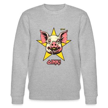 the rocking star pig, oink and grunt - Stanley/Stella CHANGER Unisex Organic Sweatshirt - heather grey - Front - Nik (191cm) & Marisol (170cm)