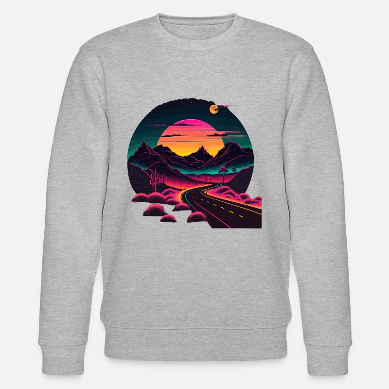 Synthwave Style Road - Stanley/Stella CHANGER Unisex Organic Sweatshirt - heather grey
