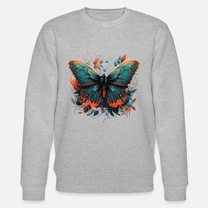 Lebhafter Schmetterling - Stanley/Stella Unisex Bio-Sweatshirt CHANGER  - Grau meliert