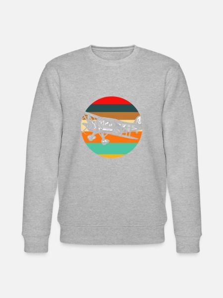 Retro Pilot Pilot Airplane - Stanley/Stella CHANGER Unisex Organic Sweatshirt - heather grey