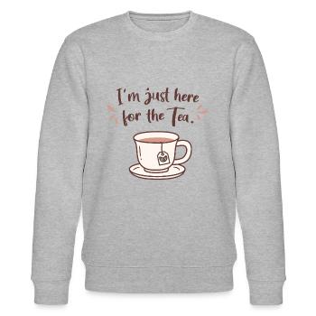 Ich bin nur hier für das Tee-Doodle - Stanley/Stella Unisex Bio-Sweatshirt CHANGER  - Grau meliert - Vorne - Nik (191cm) & Marisol (170cm)