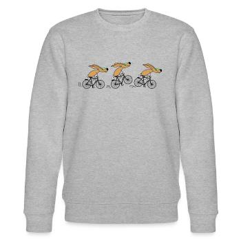 Fahrrad Hase lustig - Stanley/Stella Unisex Bio-Sweatshirt CHANGER  - Grau meliert - Vorne - Nik (191cm) & Marisol (170cm)
