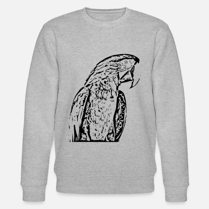 Oiseau perroquet noir - Sweat bio CHANGER Stanley/Stella Unisexe - gris chiné