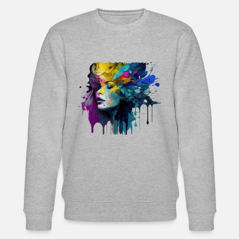 Frauengesicht Fantasy Geschenk - Stanley/Stella Unisex Bio-Sweatshirt CHANGER  - Grau meliert