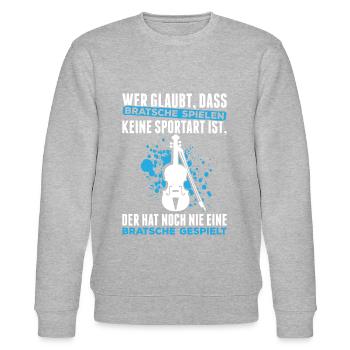 Wer Glaubt, Dass Bratsche Spielen Keine Sportart I - Stanley/Stella Unisex Bio-Sweatshirt CHANGER  - Grau meliert - Vorne - Nik (191cm) & Marisol (170cm)