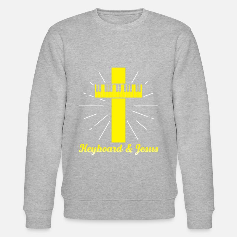 Keyboard & Jesus Geschenk - Stanley/Stella Unisex Bio-Sweatshirt CHANGER  - Grau meliert
