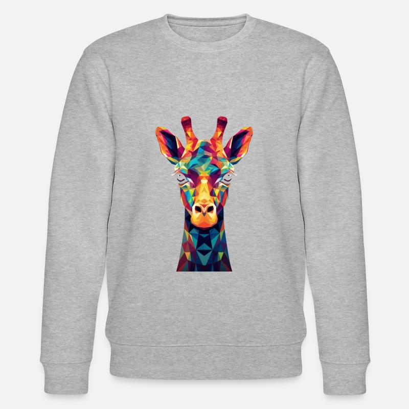 Giraffe Polygon Tier Geschenk - Stanley/Stella Unisex Bio-Sweatshirt CHANGER  - Grau meliert