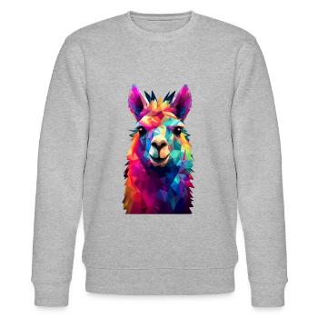 Lama Alpaka Vintage Geschenk - Stanley/Stella Unisex Bio-Sweatshirt CHANGER  - Grau meliert - Vorne - Nik (191cm) & Marisol (170cm)