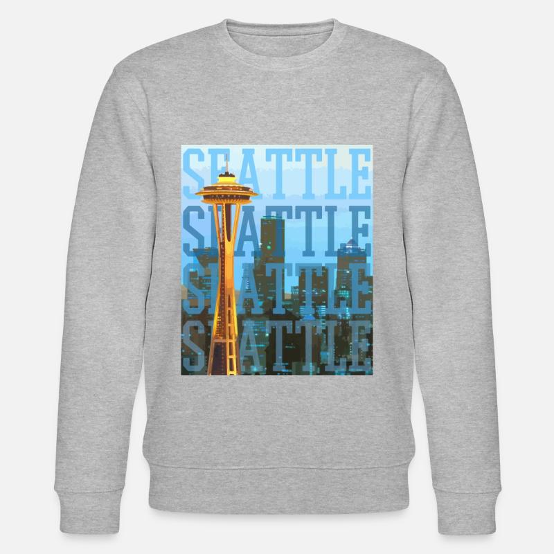 Seattle Washington Souvenir Gift - Stanley/Stella CHANGER Unisex Organic Sweatshirt - heather grey