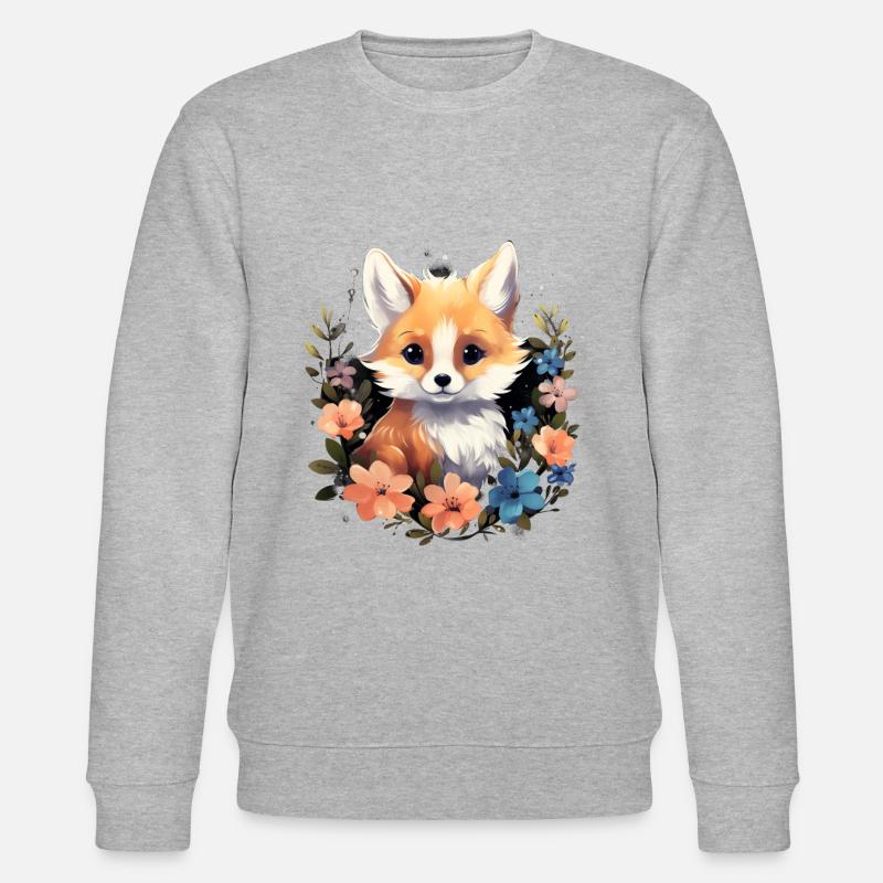 Fuchs Blumen - Stanley/Stella Unisex Bio-Sweatshirt CHANGER  - Grau meliert