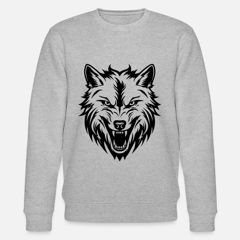 Wolf Kopf - Stanley/Stella Unisex Bio-Sweatshirt CHANGER  - Grau meliert