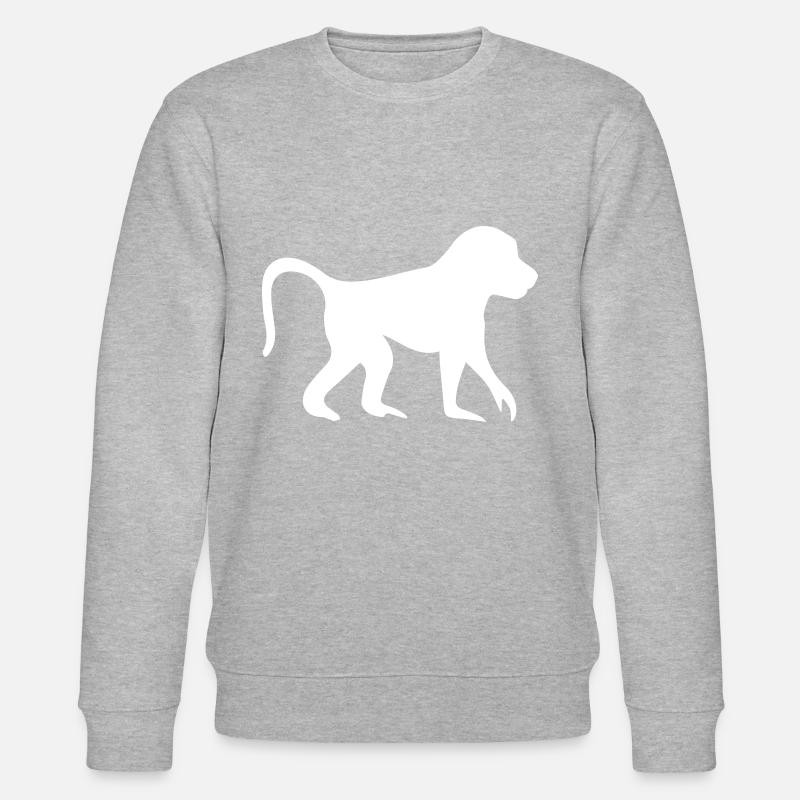 Baboon monkey silhouette - Stanley/Stella CHANGER Unisex Organic Sweatshirt - heather grey
