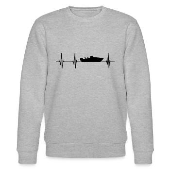 Herzschlag Boot - Stanley/Stella Unisex Bio-Sweatshirt CHANGER  - Grau meliert - Vorne - Nik (191cm) & Marisol (170cm)
