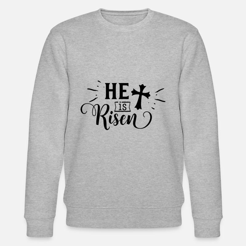 He Is Risen - Stanley/Stella Unisex Bio-Sweatshirt CHANGER  - Grau meliert
