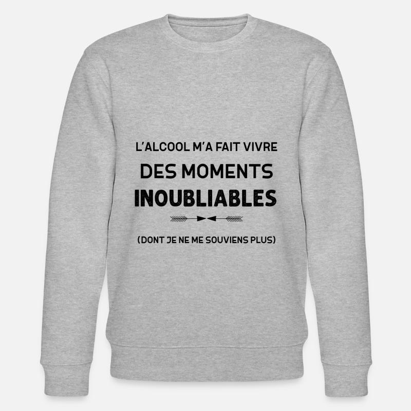 Alcool apéro moment inoubliables - Sweat bio CHANGER Stanley/Stella Unisexe - gris chiné
