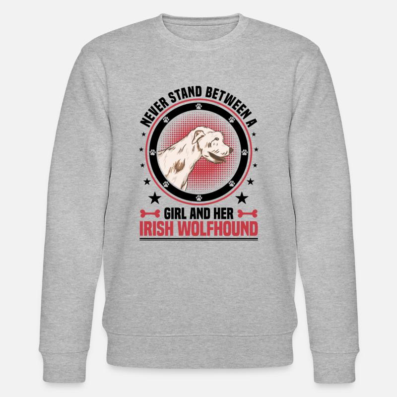 Mädchen mit Irischer Wolfshund Windhund - Stanley/Stella Unisex Bio-Sweatshirt CHANGER - Grau meliert