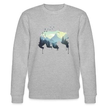 Bär Umwelt und Natur - Stanley/Stella Unisex Bio-Sweatshirt CHANGER  - Grau meliert - Vorne - Nik (191cm) & Marisol (170cm)