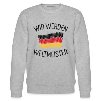 Wir Werden Weltmeister (Deutschlandflagge Skizze) - Stanley/Stella Unisex Bio-Sweatshirt CHANGER  - Grau meliert - Vorne - Nik (191cm) & Marisol (170cm)