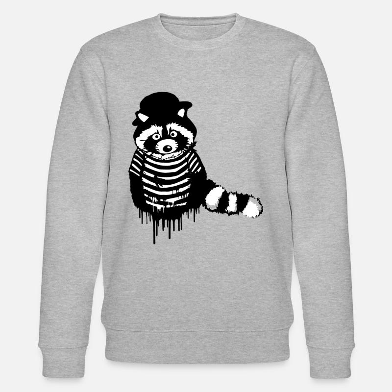 waschbär,schwarz-weiss,pantomime - Stanley/Stella Unisex Bio-Sweatshirt CHANGER - Grau meliert