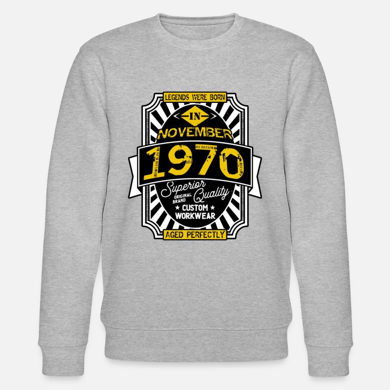 1970 NOVEMBER - Sweat bio CHANGER Stanley/Stella Unisexe - gris chiné