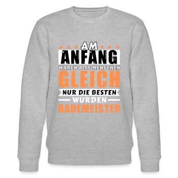 Am Anfang waren alle gleich - Bademeister Edition - Stanley/Stella Unisex Bio-Sweatshirt CHANGER  - Grau meliert - Vorne - Nik (191cm) & Marisol (170cm)