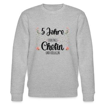 5 Jahre Jubiläum Chefin - Stanley/Stella Unisex Bio-Sweatshirt CHANGER  - Grau meliert - Vorne - Nik (191cm) & Marisol (170cm)