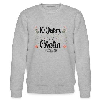 10 Jahre Jubiläum Chefin - Stanley/Stella Unisex Bio-Sweatshirt CHANGER  - Grau meliert - Vorne - Nik (191cm) & Marisol (170cm)