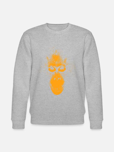 Face orang-outan orange - Sweat bio CHANGER Stanley/Stella Unisexe - gris chiné