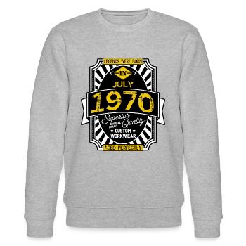 1970 JULI - Stanley/Stella Unisex Bio-Sweatshirt CHANGER  - Grau meliert - Vorne - Nik (191cm) & Marisol (170cm)