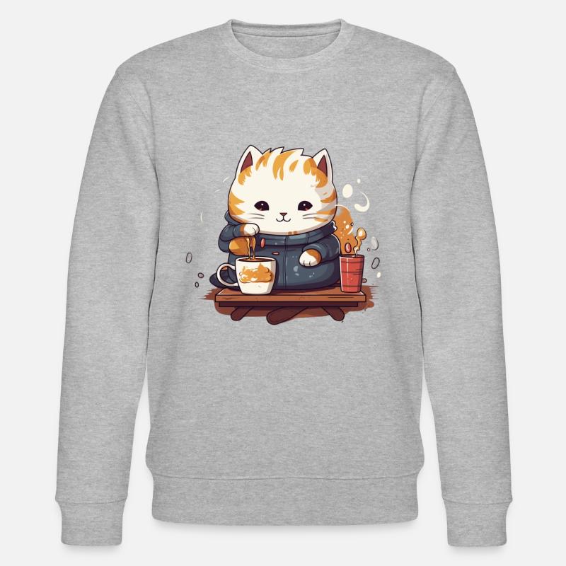 Chat de café - Sweat bio CHANGER Stanley/Stella Unisexe - gris chiné