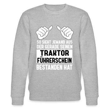 Traktor Trekker Führerschein bestanden - Stanley/Stella Unisex Bio-Sweatshirt CHANGER  - Grau meliert - Vorne - Nik (191cm) & Marisol (170cm)