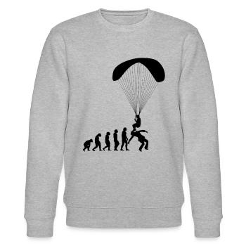 Evolution Paragliding Paraglider Gleitschirm Shirt - Stanley/Stella Unisex Bio-Sweatshirt CHANGER  - Grau meliert - Vorne - Nik (191cm) & Marisol (170cm)