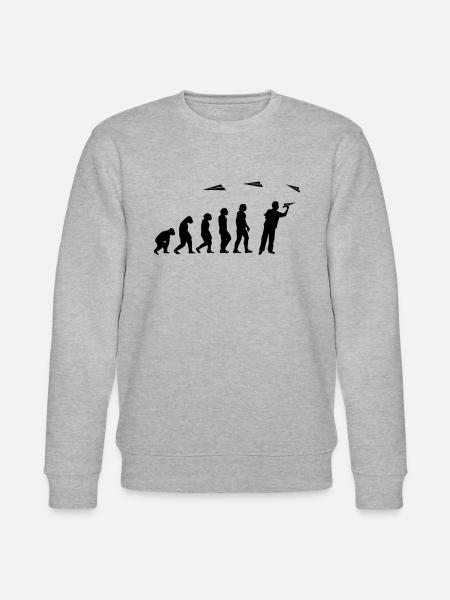 Papier-Flugzeug Piloten Mathe-Lehrer Evolution - Stanley/Stella Unisex Bio-Sweatshirt CHANGER  - Grau meliert