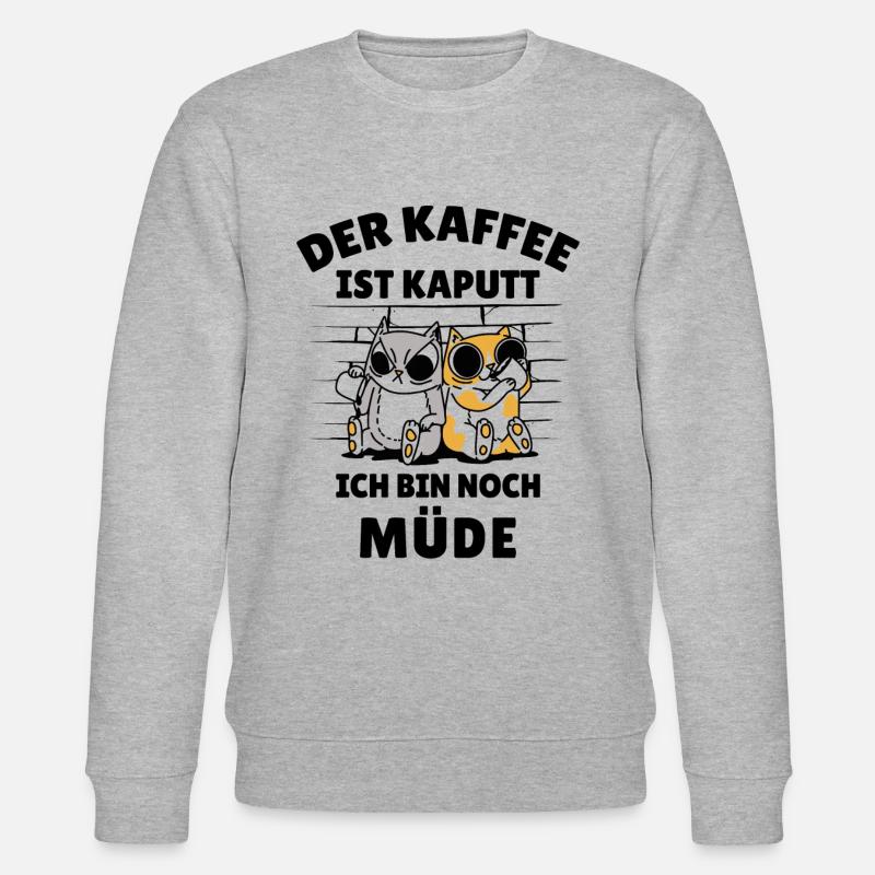 Kaffeetrinker Morgenmuffel Kaffeeliebhaber Katze - Stanley/Stella Unisex Bio-Sweatshirt CHANGER  - Grau meliert