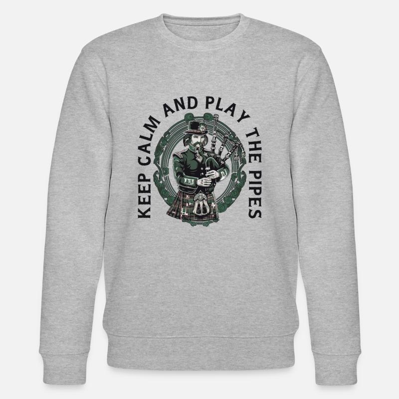 Dudelsackspieler schottischer Bagpipe-Playing - Stanley/Stella Unisex Bio-Sweatshirt CHANGER  - Grau meliert