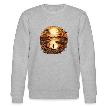 Anglers Kayak Fishing Boat Carp Fishing - Stanley/Stella CHANGER Unisex Organic Sweatshirt - heather grey - Front - Nik (191cm) & Marisol (170cm)