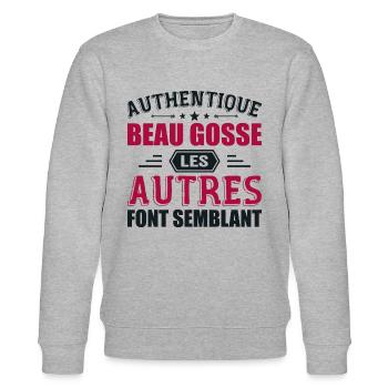 Authentic Handsome Kid - Stanley/Stella CHANGER Unisex Organic Sweatshirt - heather grey - Front - Nik (191cm) & Marisol (170cm)