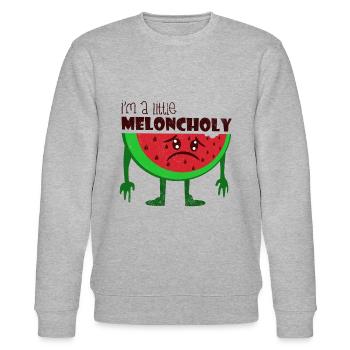 Melon mélancolique jeu de mots cadeau fruité - Sweat bio CHANGER Stanley/Stella Unisexe - gris chiné - Devant - Nik (191cm) & Marisol (170cm)