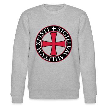 27 Tempelritter Templer Kreuz Spruch Mittelalter - Stanley/Stella Unisex Bio-Sweatshirt CHANGER  - Grau meliert - Vorne - Nik (191cm) & Marisol (170cm)