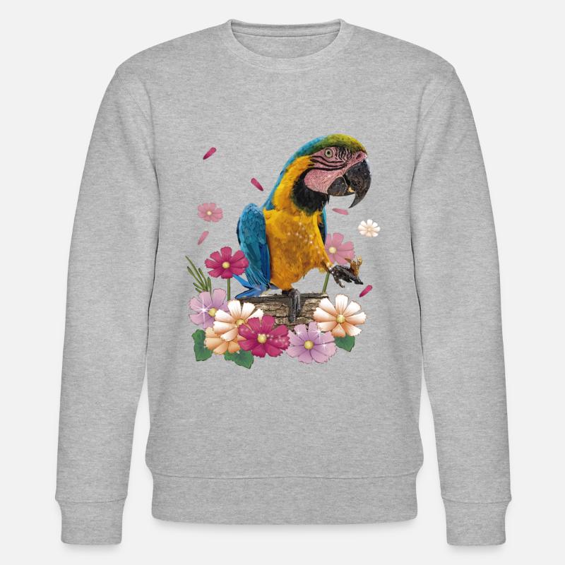 Der blau-gelbe Ara - Stanley/Stella Unisex Bio-Sweatshirt CHANGER  - Grau meliert