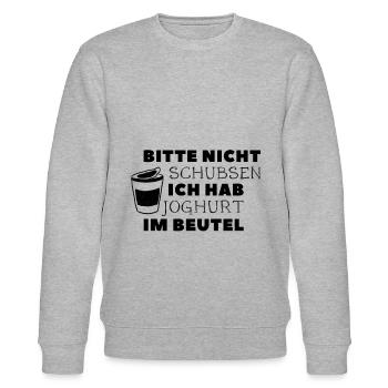 bitte nicht schubsen ich hab joghurt im beutel - Stanley/Stella Unisex Bio-Sweatshirt CHANGER  - Grau meliert - Vorne - Nik (191cm) & Marisol (170cm)